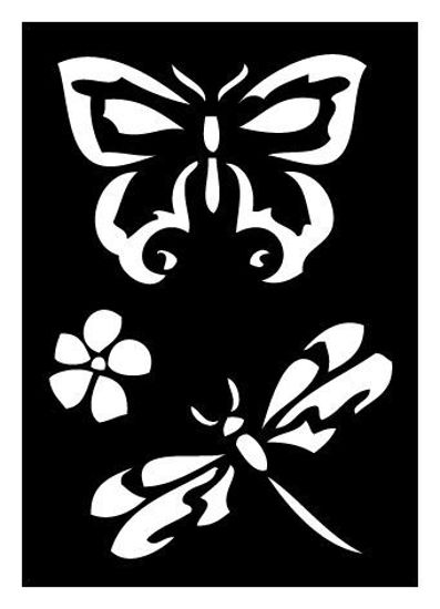 CREATEX Tattoo Stencil "Butterfly and Dragonfly" self-adhesive approx. 7 cm x 10 cm