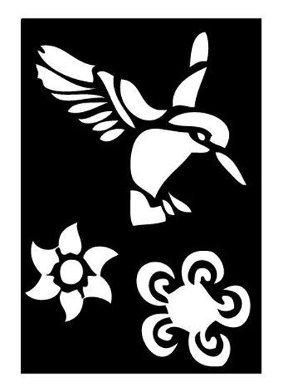 CREATEX Tattoo Stencil "Hummingbird and Flower" self-adhesive approx. 7 cm x 10 cm