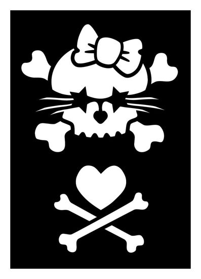 CREATEX Tattoo Stencil "Kill Kitty" self-adhesive approx. 7 cm x 10 cm