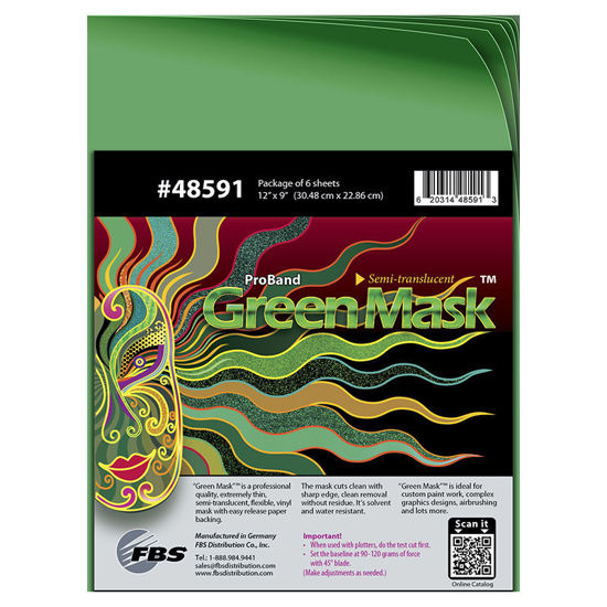 Dažymo vinilo plevelė FBS Green Mask 30,48 cm x 22,86 cm (6 vnt)